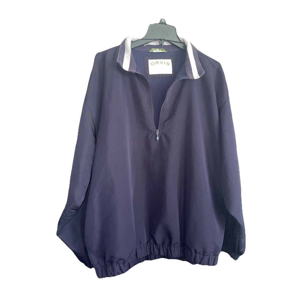 Orvis Men's XL Navy Blue Quarter Zip Windbreaker